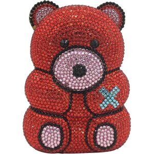 NEW Sparkling Bling Crystal Rhinestone Panda Bear Bag Clutch Purse +Gift